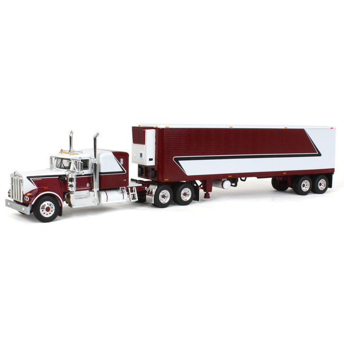 1/64 Legendary Red & White Kenworth W900A w/ 40ft Vintage Reefer Trailer, DCP by First Gear
