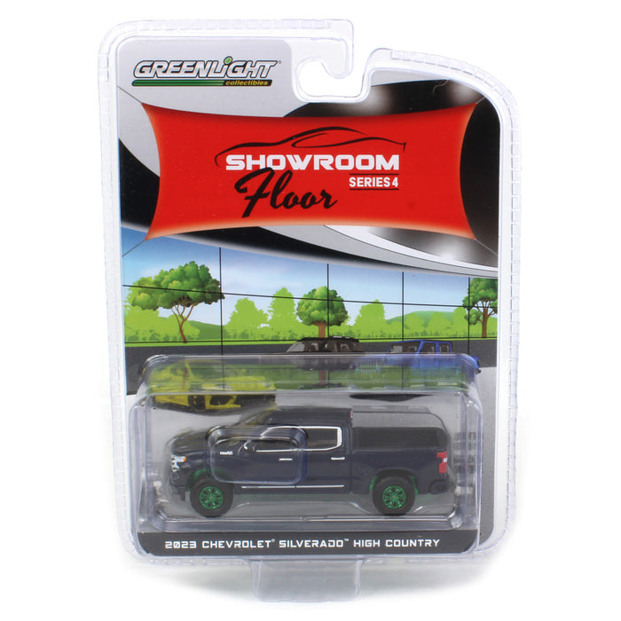 Green Machine ~ 1/64 2023 Chevrolet Silverado High Country, Northsky Blue, Showroom Floor Series 4