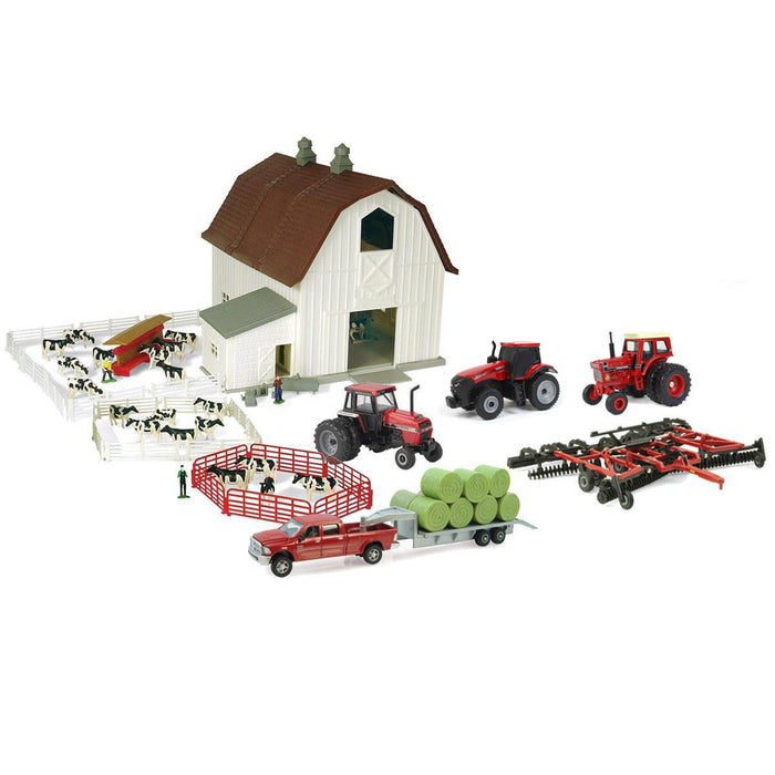 Deluxe Bundle ~ 1/64 ERTL Dairy Farm Play Set with Die-cast Case IH Equipment