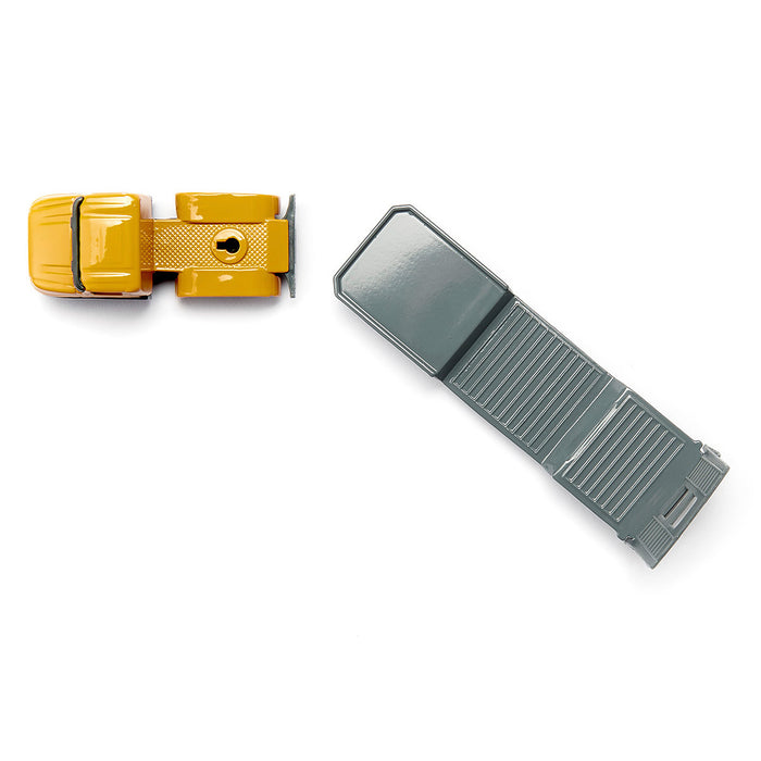 Yellow Semi Truck with Low Loader Trailer and Yellow Loader by SIKU