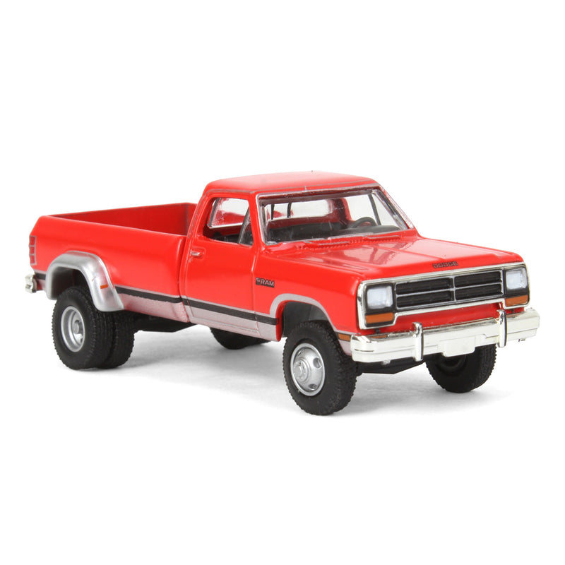 1/64 1989 Dodge Ram D-350 Dually Pickup Truck, Colorado Red & Sterling Silver, Dually Drivers Series 13