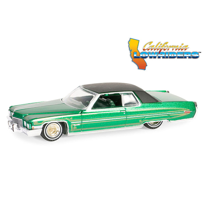 1/64 1971 Cadillac Coupe DeVille, Green & Gold, California Lowriders Series 5