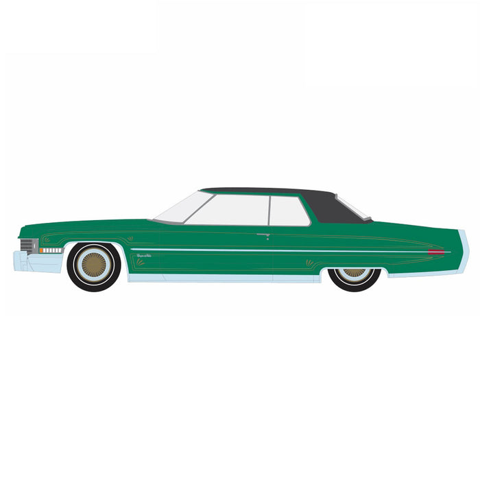 1/64 1971 Cadillac Coupe DeVille, Green & Gold, California Lowriders Series 5