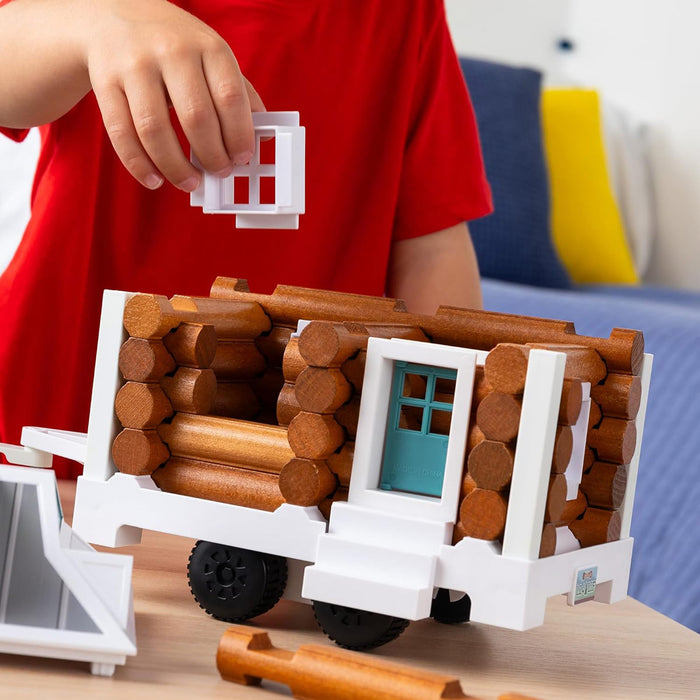 (B&D) Cruisin' Tonka Steel Classic Pickup Truck with Lincoln Logs Tiny Home on Trailer - Damaged Item