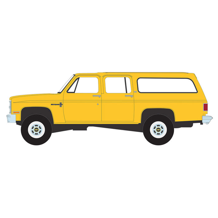 1/64 1987 Chevrolet Suburban K20 Custom Deluxe, Construction Yellow, Blue Collar Series 13