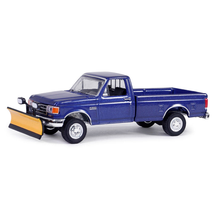 1/64 1991 Ford F-250 XL 4x4 with Snow Plow, Blue Collar Series 13