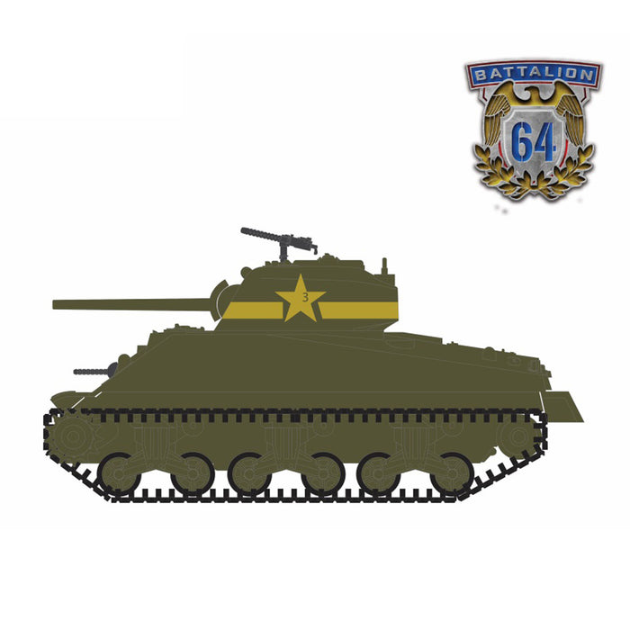 1/64 1943 M4 Sherman Tank US Army World War II, 13th Armored Regiment, Battalion 64 Series 4