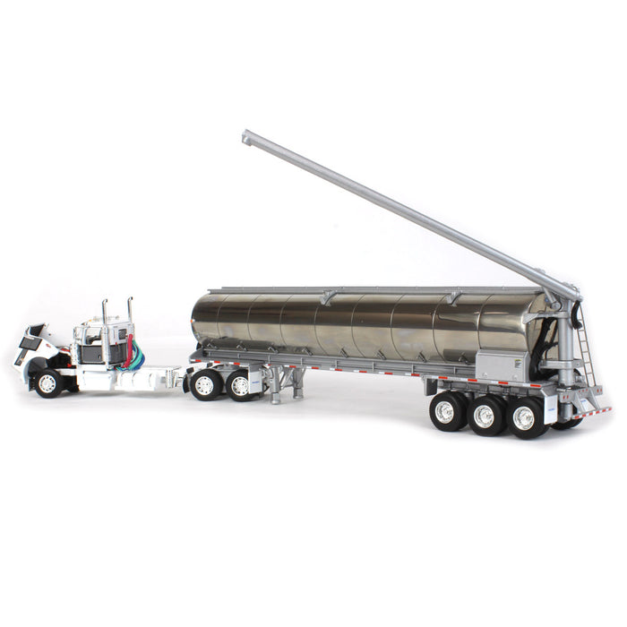 1/64 White & Gray Kenworth W900L Day Cab with Walinga Bulk Feed Tank Trailer, DCP by First Gear