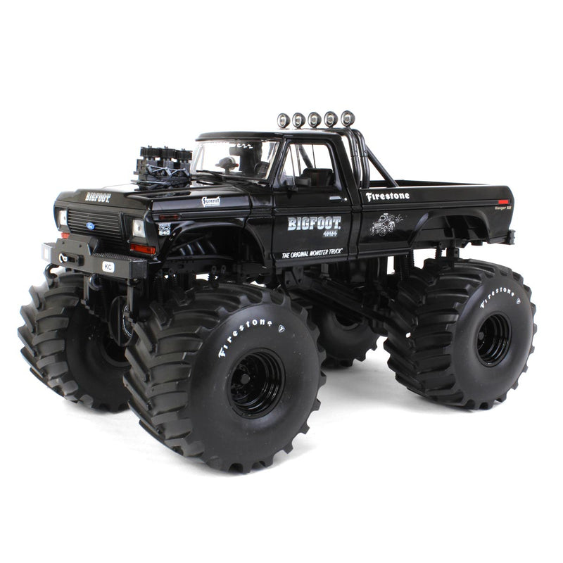 (B&D) 1/18 1974 Ford F-250 Monster Truck, Bigfoot #1, Black Bandit, 66 inch Tires - Damaged Box