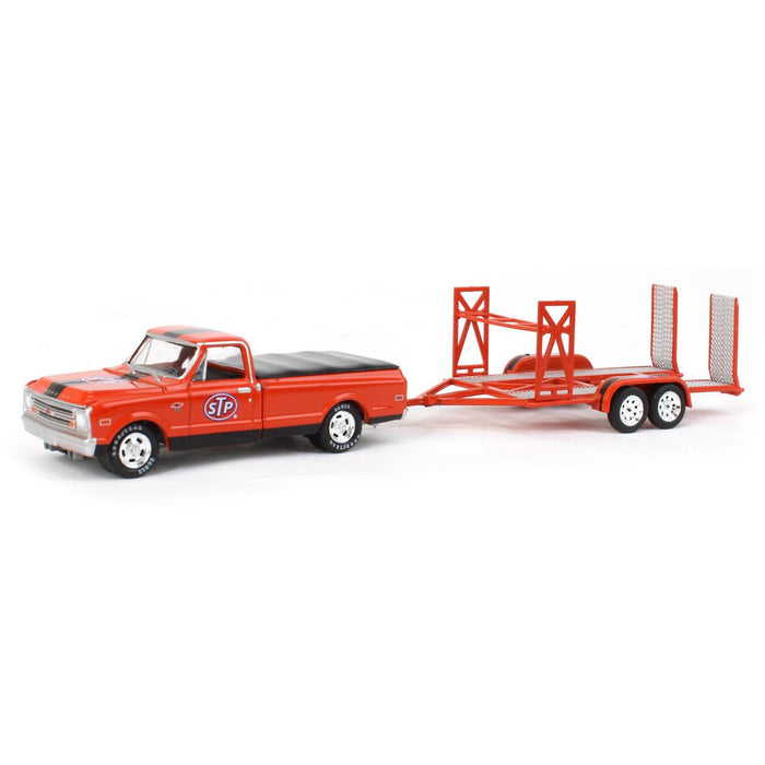1/64 Greenlight Chevrolet Vehicle Set with Tandem Car Trailer