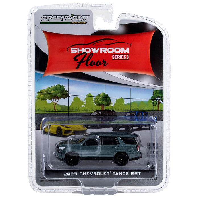 1/64 2023 Chevrolet Tahoe RST Silver Sage, Showroom Floor Series 3