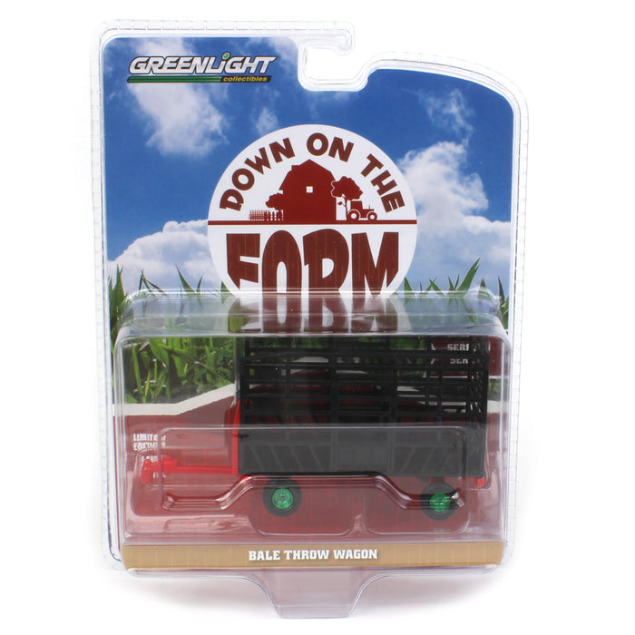 Green Machine ~ 1/64 Bale Throw Wagon, Black & Red, Down on the Farm Series 8