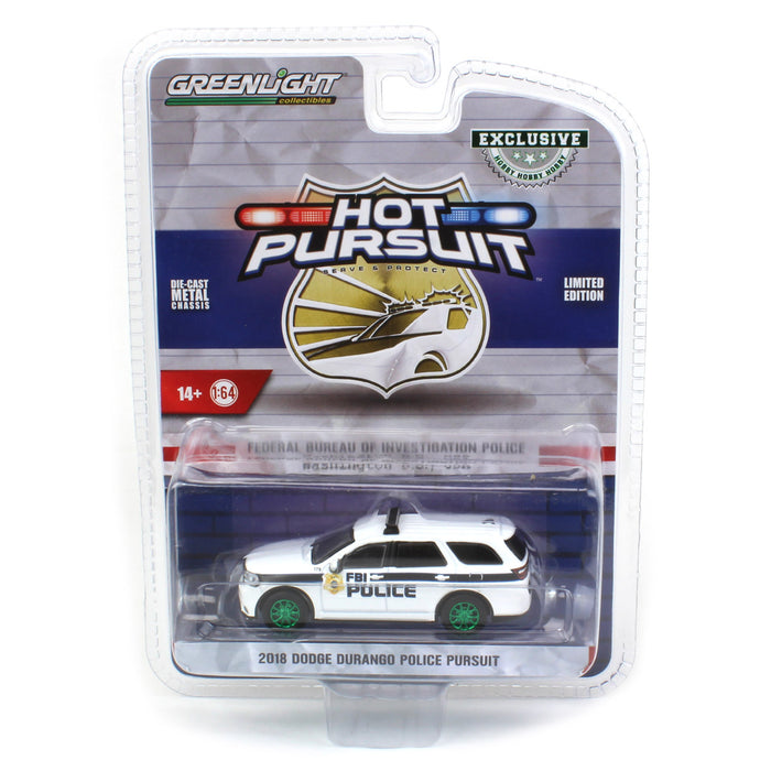 Green Machine ~ 1/64 2018 FBI Dodge Durango, Hobby Exclusive Hot Pursuit Special Edition
