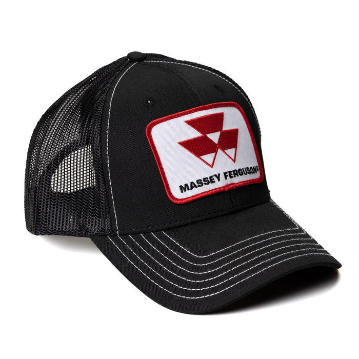 Massey Ferguson Logo Black Mesh Back Hat with White Stitching