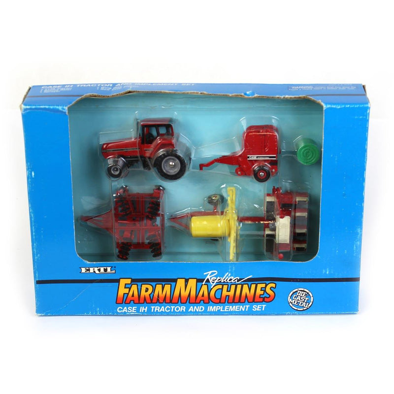 1/64 Case IH Tractor & Implement Set with 7130 Magnum, 8465 Baler, Bale, Wing Disk, Sprayer & Planter by ERTL