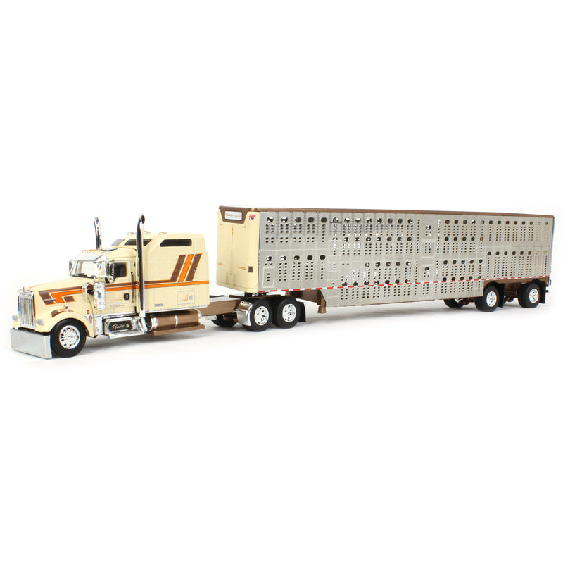 1/64 Kenworth W900L Semi Truck with Wilson Silverstar Livestock Trailer, Big Rigs #13: Paradise Trucking, DCP by First Gear