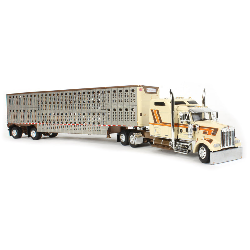 1/64 Kenworth W900L Semi Truck with Wilson Silverstar Livestock Trailer, Big Rigs #13: Paradise Trucking, DCP by First Gear