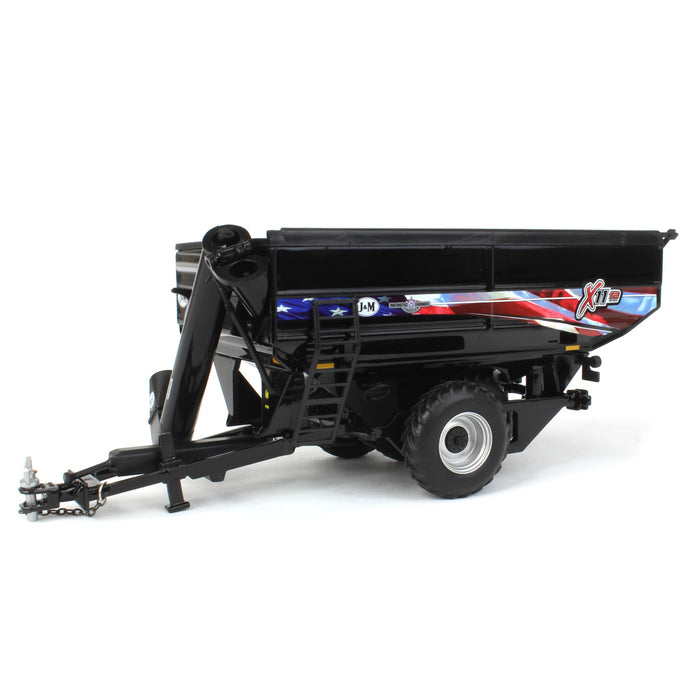 1/64 Black J&M 1112 X-Tended Reach Grain Cart with Tandem Walking Duals & American Flag Decoration