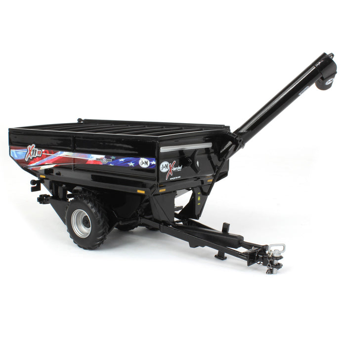 1/64 Black J&M 1112 X-Tended Reach Grain Cart with Tandem Walking Duals & American Flag Decoration