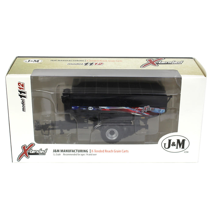 1/64 Black J&M 1112 X-Tended Reach Grain Cart with Tandem Walking Duals & American Flag Decoration