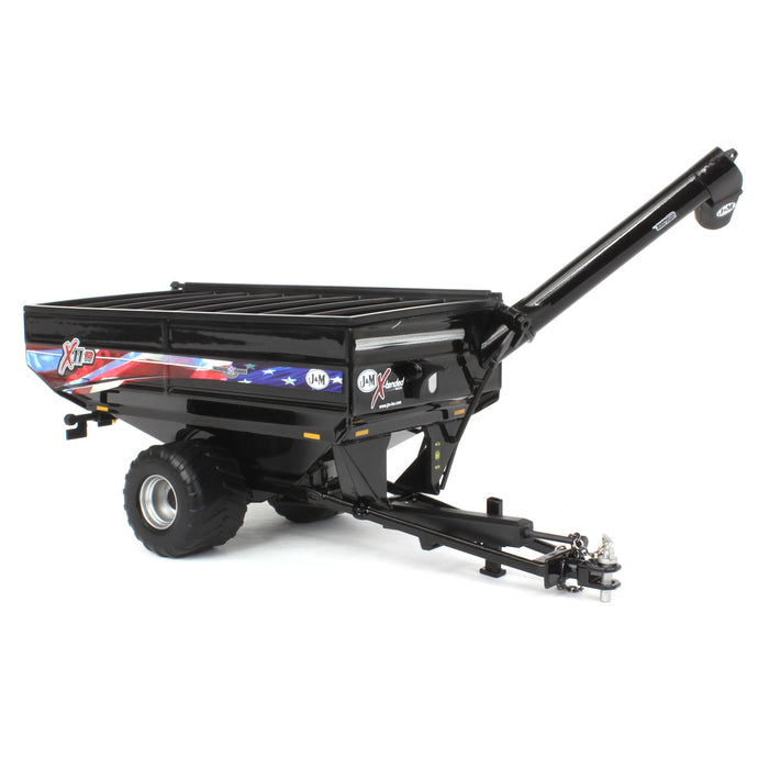 1/64 Black J&M 1112 X-Tended Reach Grain Cart with Singles & American Flag Decoration