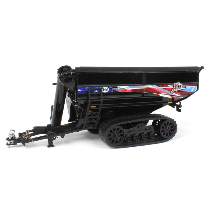 1/64 Black J&M 1112 X-Tended Reach Grain Cart with Tracks & American Flag Decoration by SpecCast