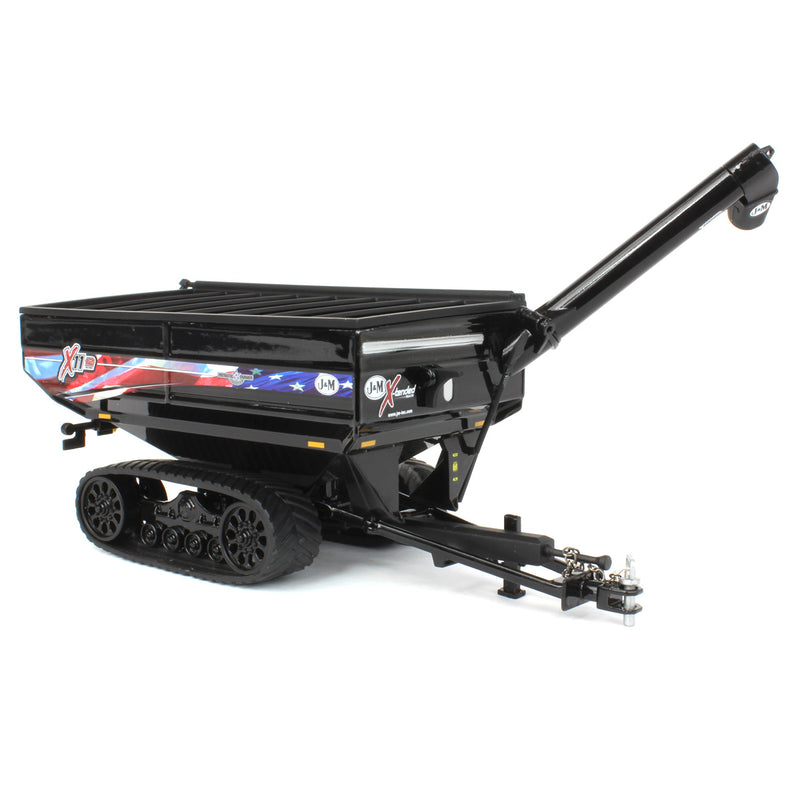 1/64 Black J&M 1112 X-Tended Reach Grain Cart with Tracks & American Flag Decoration by SpecCast
