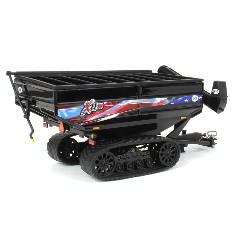 1/64 Black J&M 1112 X-Tended Reach Grain Cart with Tracks & American Flag Decoration by SpecCast