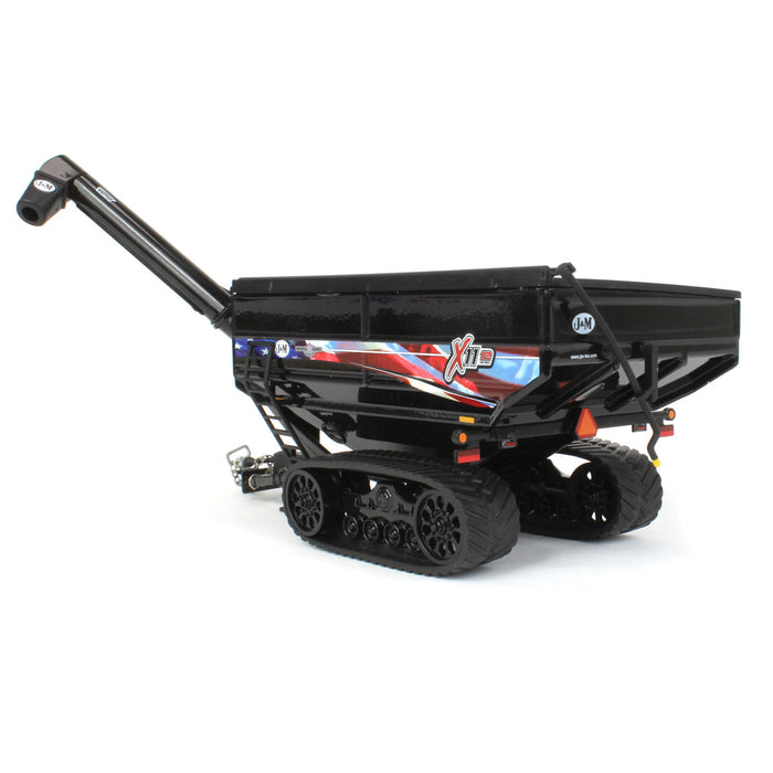 1/64 Black J&M 1112 X-Tended Reach Grain Cart with Tracks & American Flag Decoration