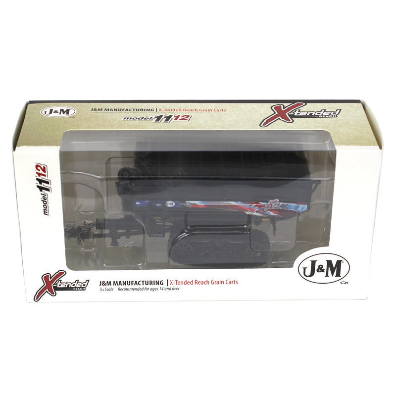 1/64 Black J&M 1112 X-Tended Reach Grain Cart with Tracks & American Flag Decoration by SpecCast