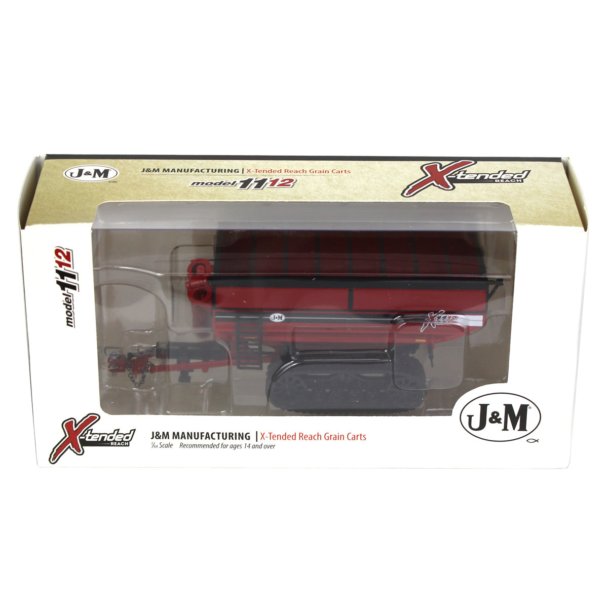 1/64 Red J&M 1112 X-Tended Reach Grain Cart with Tracks — Outback Toys