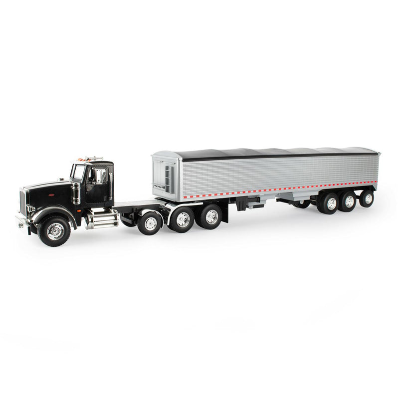 (B&D) 1/16 Big Roads Black Peterbilt Model 367 with Grain Trailer and Lights & Sounds - Damaged Item