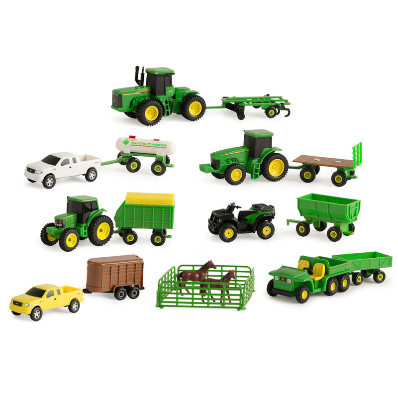 Approx. 1/64 John Deere 20 Piece Farm Set with Tractors, Pickup Trucks & More
