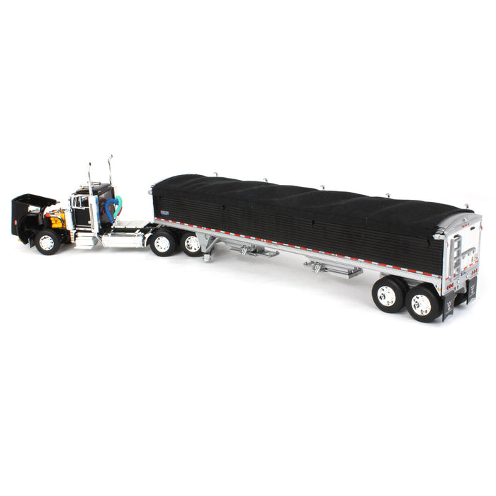 1/64 Black Peterbilt 379 Day Cab with Black Wilson Pacesetter Grain Trailer, DCP by First Gear