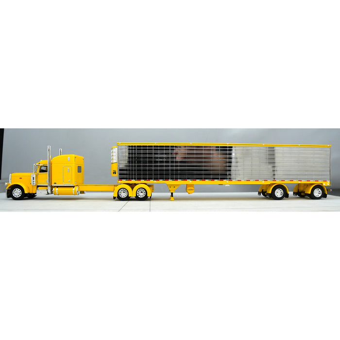 1/64 Yellow & Chrome Peterbilt 389 63in Mid-Roof Sleeper w/ Utility Ribbed Sided Reefer, DCP by First Gear