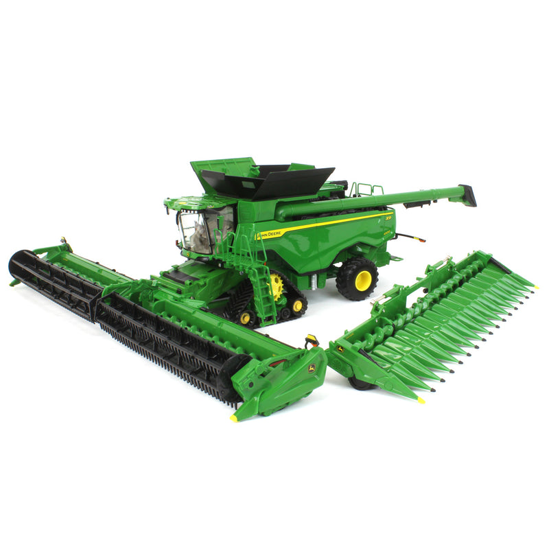 (B&D) 1/32 John Deere X9 1000 Tracked Combine with Corn Head & Draper Head, ERTL Prestige Collection - Damaged Box