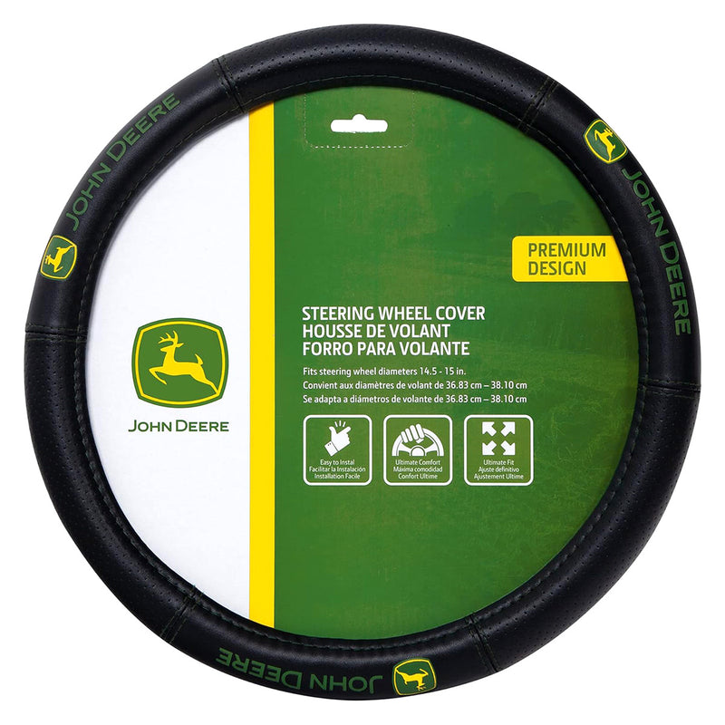 Plasticolor John Deere Deluxe Hi-Contrast Stitched Steering Wheel Cover