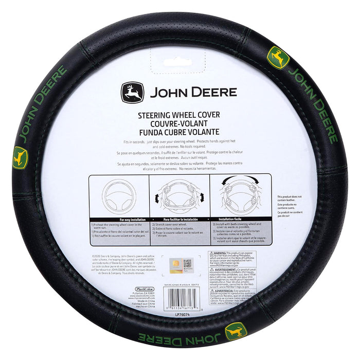 Plasticolor John Deere Deluxe Hi-Contrast Stitched Steering Wheel Cover