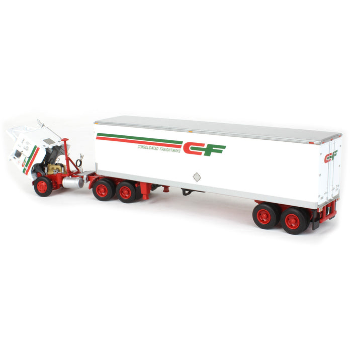 1/64 White Freightliner COE w/ 40' Trailer, Fallen Flag #49: Consolidated Freightways, DCP by First Gear