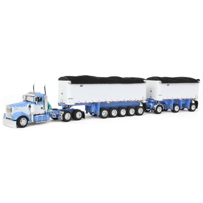 1/64 Wisteria/White Kenworth W900L with 31ft & 20ft End Dump Trailers, DCP by First Gear