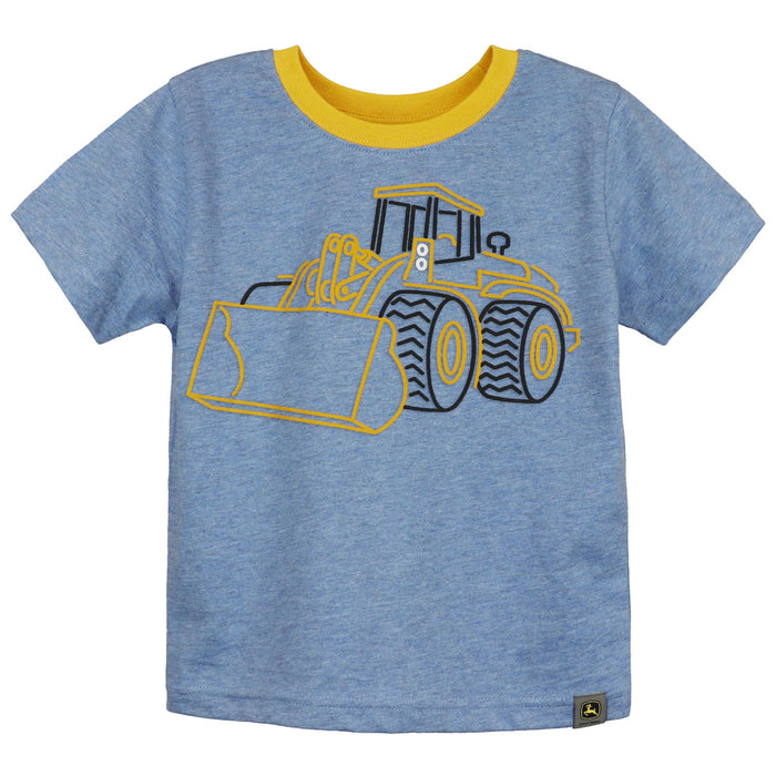 Toddler John Deere Construction Wheel Loader Blue Short Sleeve T-Shirt