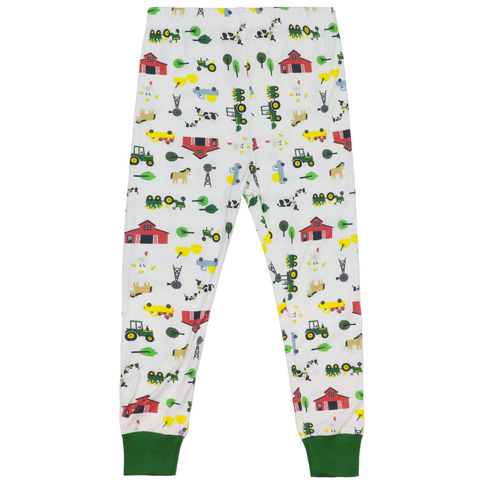 Toddler John Deere White & Green Farmland Short Sleeve Pajama Set