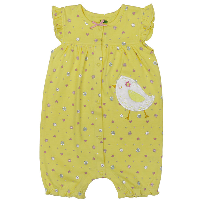 Infant John Deere Sunshine Yellow Baby Chick Romper