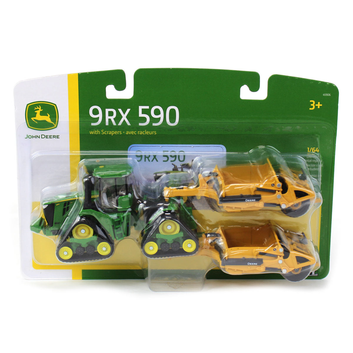 1/64 John Deere 9RX 590 Scraper Special Tractor with (2) 1812DC