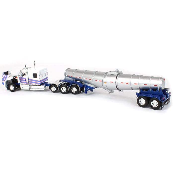 1/64 White Kenworth W900L with Polar Deep Drop Trailer, Owner Operator, DCP by First Gear