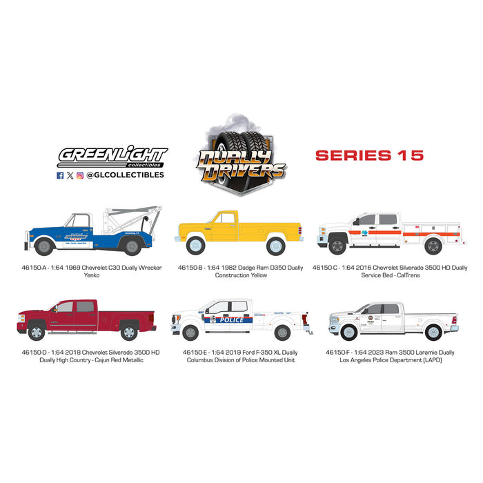 1/64 Sealed Set of 6 Dually Drivers Series 15 Trucks