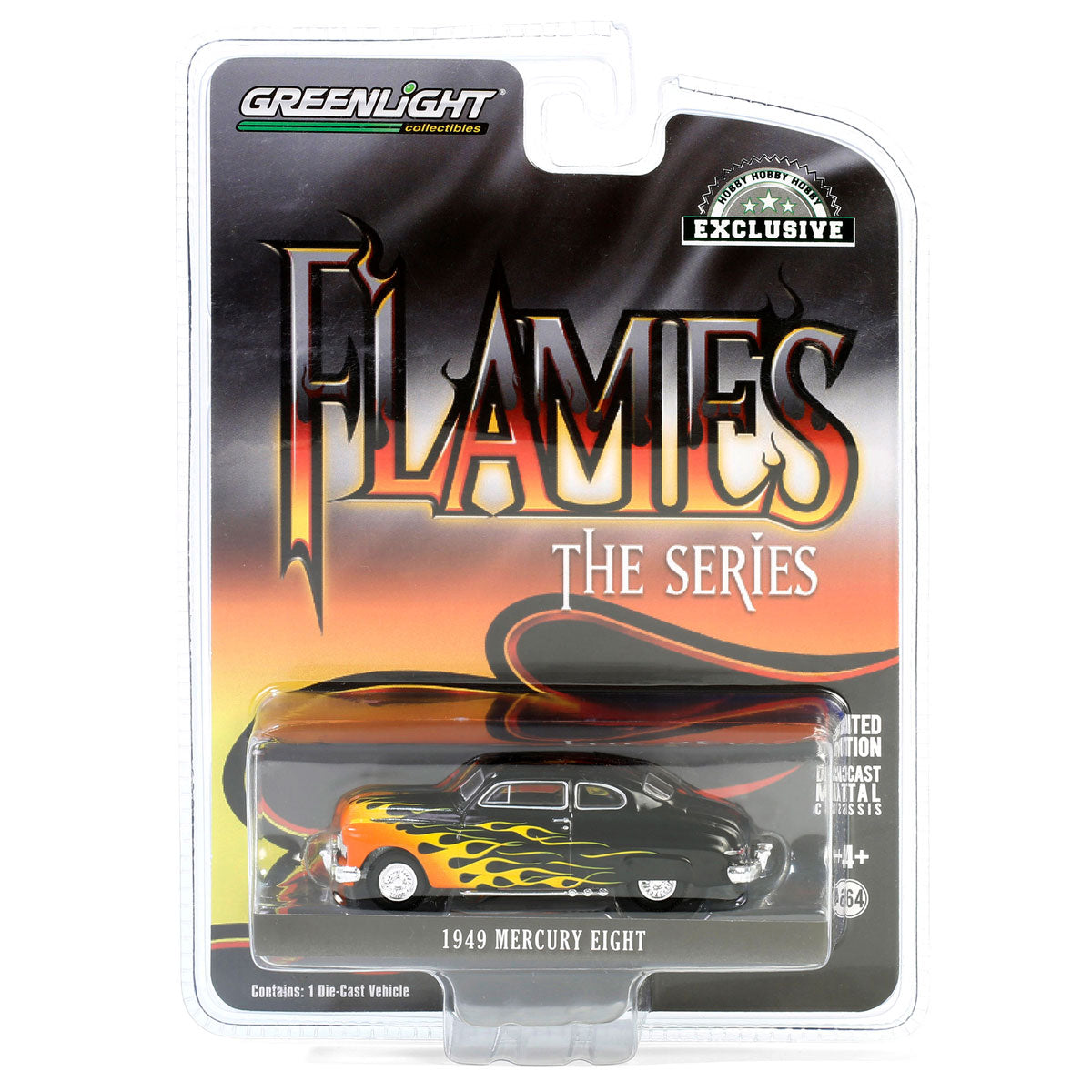1/64 1949 Mercury Eight 2-Door Coupe, Black with Flames, Hobby