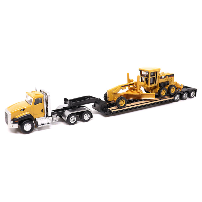 1/87 Caterpillar CT660 Day Cab with Lowboy Trailer & 163H Motor Grader