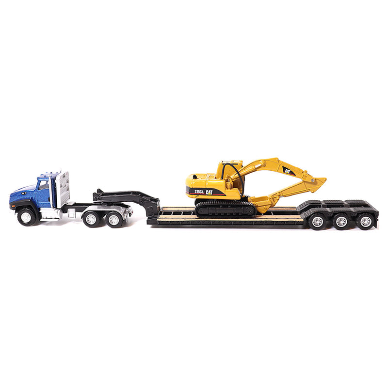 (B&D) 1/87 Caterpillar CT660 Day Cab with Lowboy Trailer & 315C L Hydraulic Excavator - Damaged Box