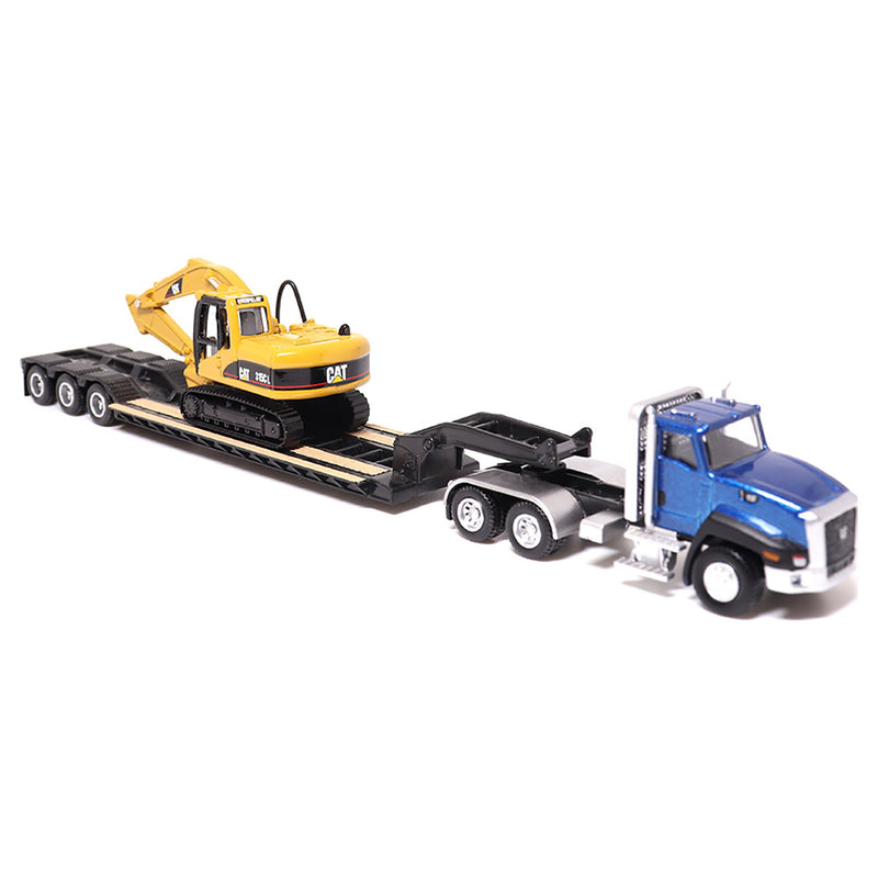 1/87 Caterpillar CT660 Day Cab Semi Truck with Lowboy Trailer & 315C L Hydraulic Excavator by Diecast Masters